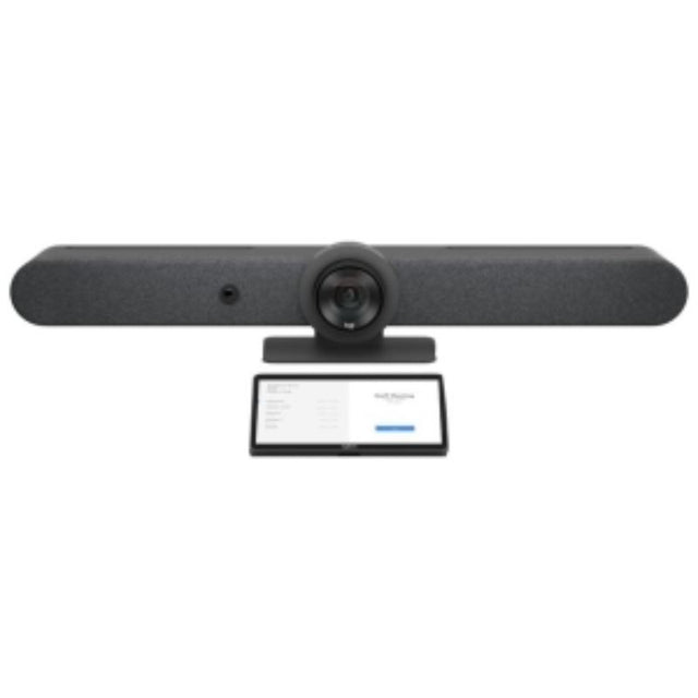 Logitech Tap CAT5e with Rally Bar in graphite, offering 4K video, superior audio, and a touch interface for seamless conferencing.