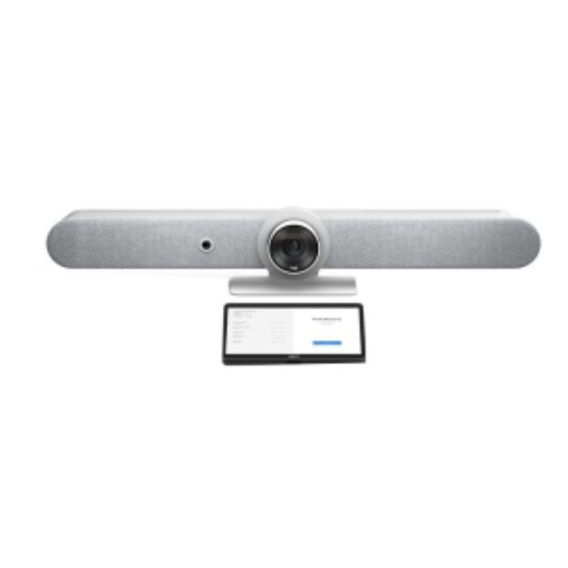 All-in-one Logitech Tap CAT5e with Rally Bar White for seamless video conferencing, featuring AI tech for clarity and engagement.