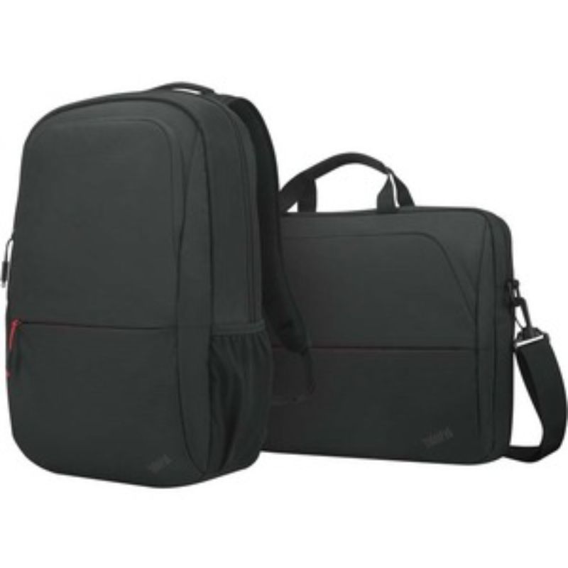 Lenovo Essential Backpack for 16" Notebook in black, featuring padded laptop compartment, ample storage, and durable polyester exterior.