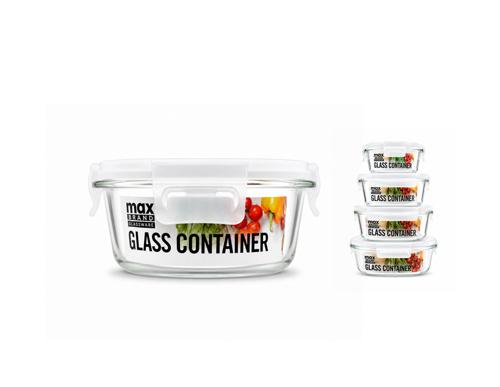 Max Brand Glass Round Container 350ml - Pack of 24