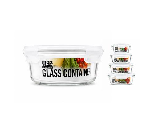 Max Brand Glass Round Container 630ml - Pack of 24