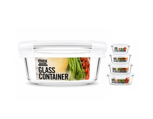 Max Brand Glass Round Container 1700ml - Pack of 12