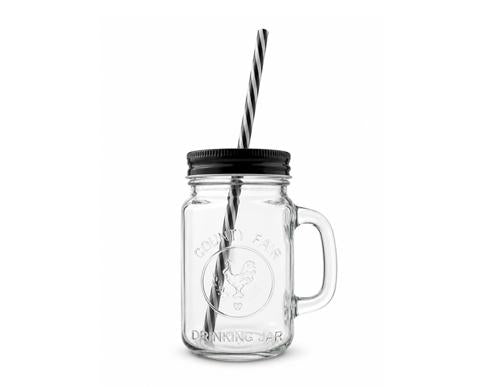 Max Brand Glass Drinking Jar with Straw 500ml - Pack of 24