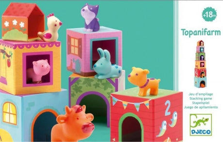 Colorful infant blocks set with six soft cubes and animal figures, promoting creativity and motor skills for toddlers.