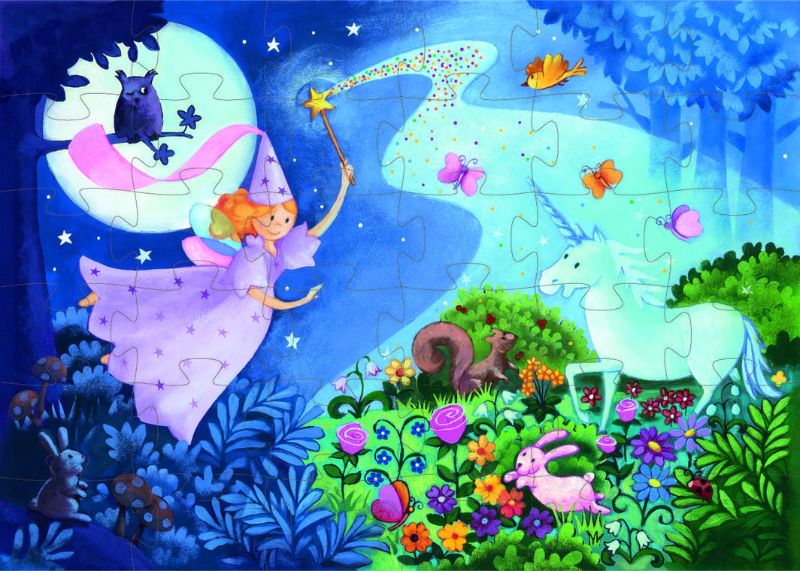 Puzzle - Fairy & Unicorn (36pcs) - Djeco