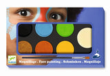 Vibrant nature-inspired face paint palette by Djeco, perfect for artistic expression at events and safe for all ages.