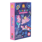 Creative colouring set featuring magical creatures like unicorns and dragons, perfect for young artists aged 3 and up.