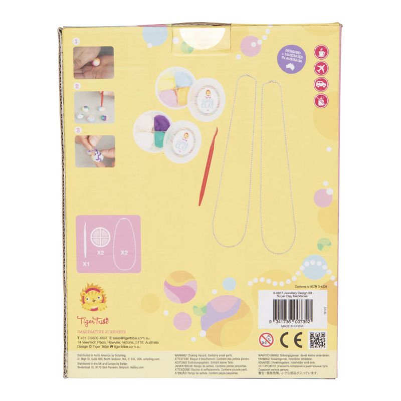 Vibrant polymer clay jewelry design kit for crafting personalized necklaces; includes tools and instructions for all skill levels.