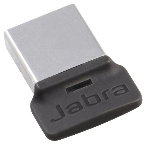 Jabra LINK 370 Bluetooth adapter for desktop, offering HD Voice, hi-fi audio streaming, and 30m wireless range.