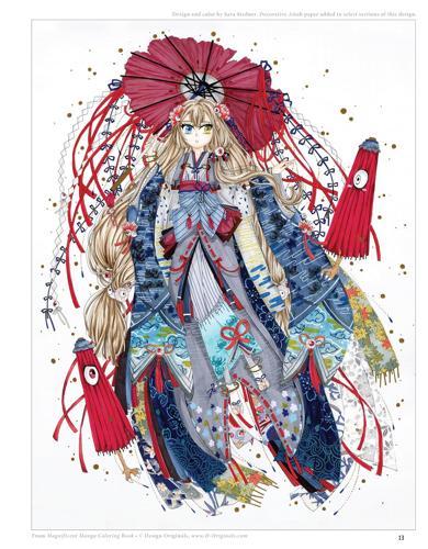 Magnificent Manga Coloring Book - by Sara Stedner - Paperback