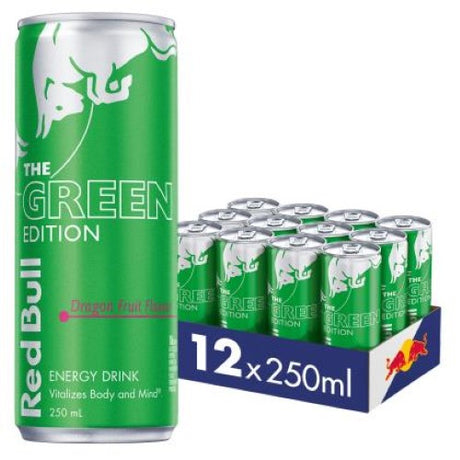 Red Bull Dragon Fruit 12-pack: energizing drink with tropical dragon fruit flavor, essential vitamins, and ultimate refreshment.