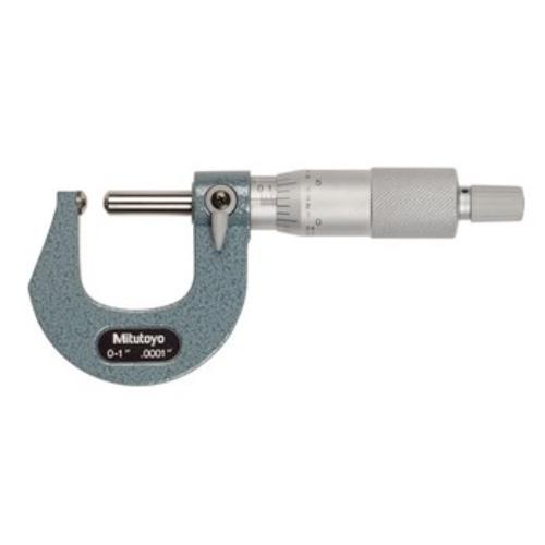 Mitutoyo Tube Micrometer 0-1" with carbide-tipped faces, ensuring precise wall thickness measurements for tubes and sheet metal.