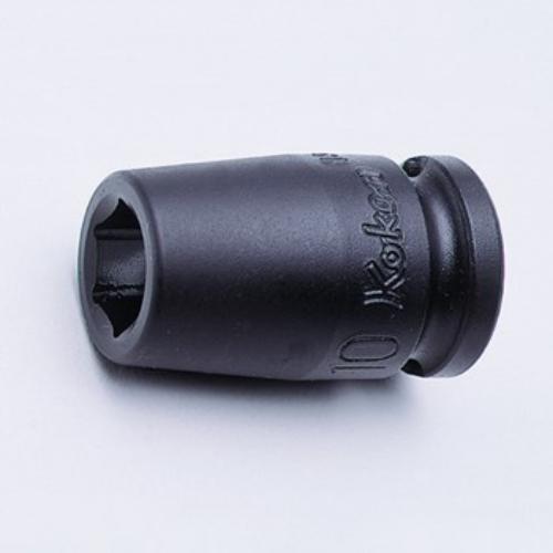 Koken 13400M 3/8" drive 19mm impact socket with flat drive design for reduced wear and high torque transfer.