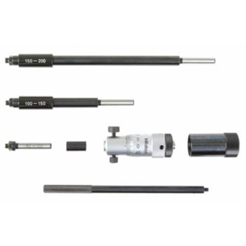 Mitutoyo Inside Micrometer Set (50-200mm) with interchangeable rods for precise inside measurements, ideal for engineering tasks.