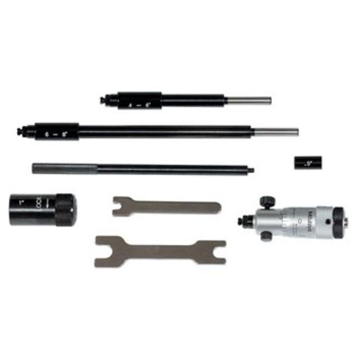 Mitutoyo Inside Micrometer Set 2-8", featuring interchangeable rods for precise internal measurements with .001" graduations.