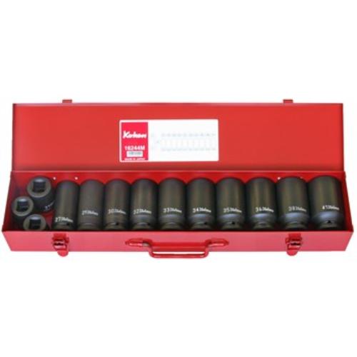 Koken 16244M-6P 13pc deep impact socket set, 3/4" drive, 27-41mm sizes, made from durable chrome molybdenum alloy.