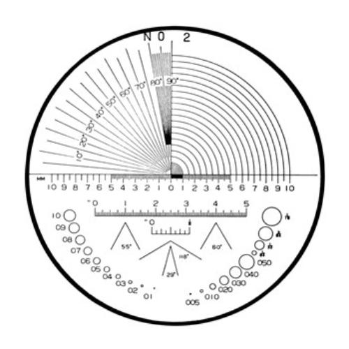 Mitutoyo Optional Reticle for 183 Series Pocket Comparators, enhancing precision in measurements with versatile functionality.