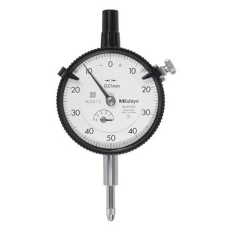 Mitutoyo Dial Indicator 5mm x 0.01mm, precision measuring tool with durable design and scratch-resistant crystal for accurate readings.