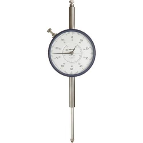 Mitutoyo Dial Indicator 2" x .001" with stainless steel stem, carbide tip, and scratch-resistant crystal for precise measurements.