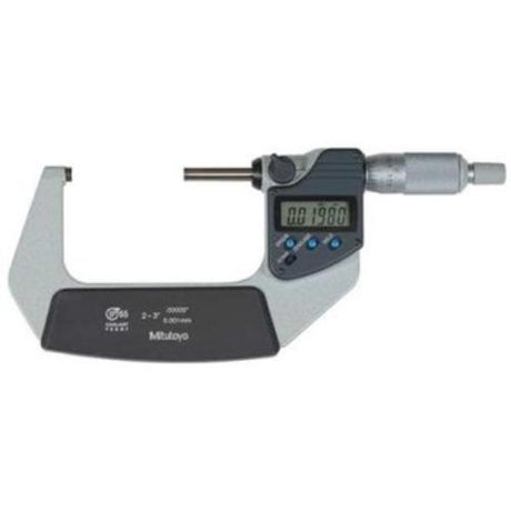 Mitutoyo Digimatic Micrometer 2-3"/50-75mm IP65, coolant-proof, with LCD, accurate to .00005"/0.001mm, durable carbide faces.