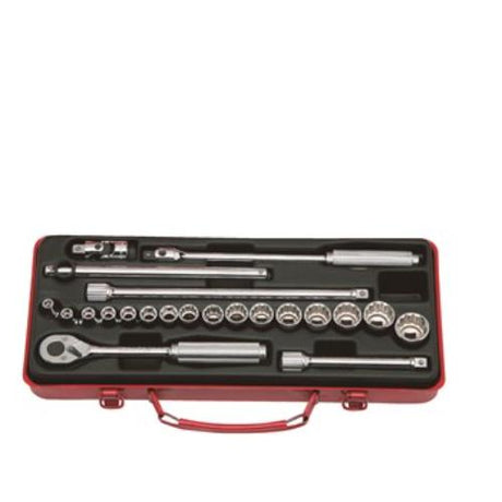 Koken 3210M Socket Set: 22-piece premium metric set with 6pt and 12pt sockets, ideal for automotive and DIY tasks.