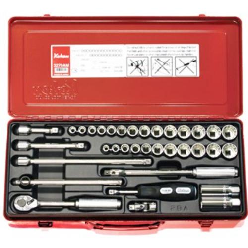 Koken 3279AM Socket Set: 35-piece 3/8" drive set with 12-point sockets in metric and imperial sizes, stored in a protective case.