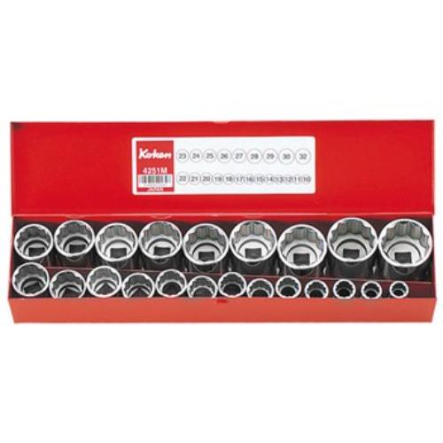 Koken 4251A Socket Only Set 12pt 18pc 1/2"Dr 3/8-1.1/4"