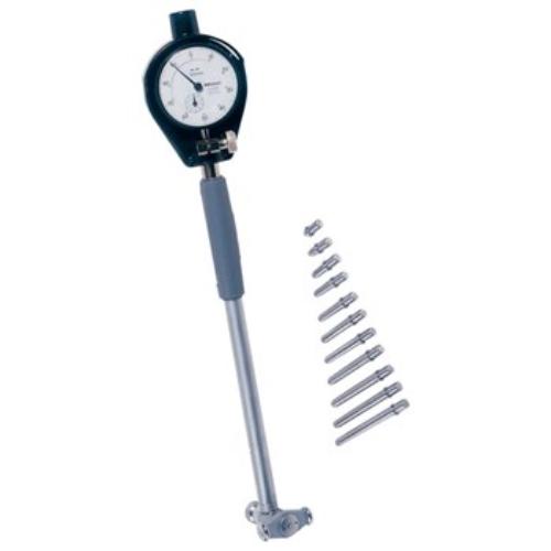 Mitutoyo Bore Gauge 35-60mm with 2046AB Dial Gauge; features hollow grip, carbide tip, and optional extension rods for deep measurements.