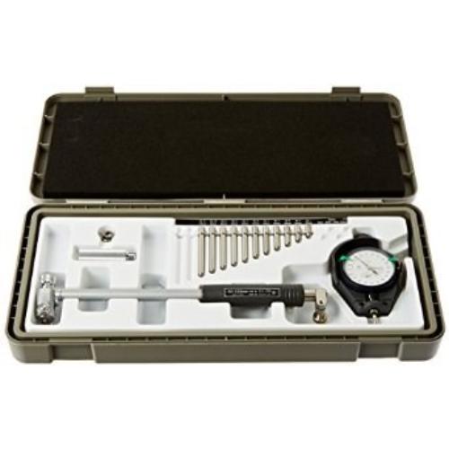 Mitutoyo Bore Gauge 50-150 with 2109A-10 Dial Gauge, featuring hollow grip, carbide tip, and optional extension rods for deep measurements.