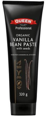 Natural organic vanilla bean paste, 320g, dark brown with pure vanilla seeds, ideal for baking and desserts.