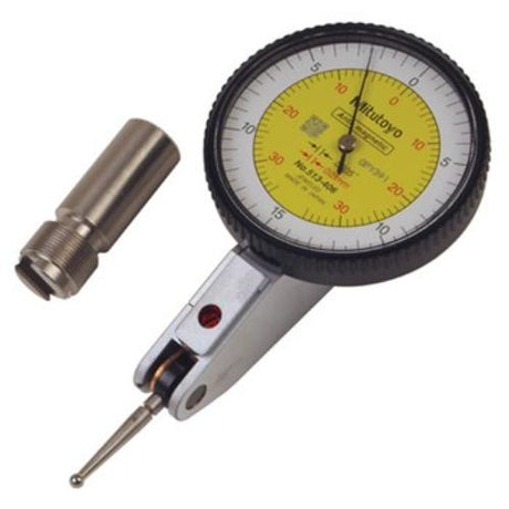 Mitutoyo Dial Test Indicator .03"/0.7mm with .0005"/0.01mm graduations, ideal for precise measurements in tight spaces.