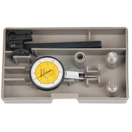 Mitutoyo Dial Test Indicator set for precise measurements in narrow spaces, featuring a durable, glare-free design.