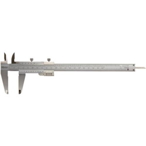 Mitutoyo Vernier Caliper 7"/180mm with .001"/0.02mm precision, featuring dual scales and fine adjustment for accurate measurements.