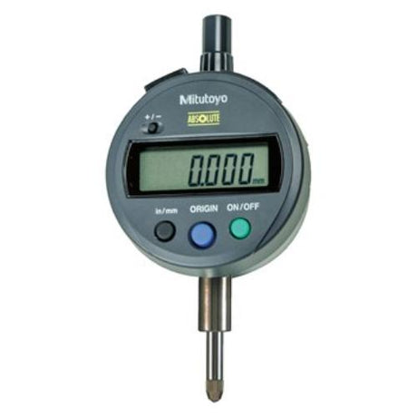 Mitutoyo Digimatic Indicator ID-SX with large LCD, .00005" resolution, data output, and long-life SR44 battery for precision measurement.