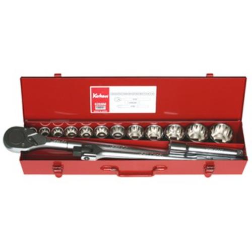 Koken 6268M Socket Set: 15-piece 3/4" drive kit with 12-point sockets, metal case, and reliable tools for heavy-duty tasks.