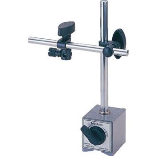 Mitutoyo Magnetic Stand for stable precision measurements, compatible with 6mm and 8mm dial indicators, securely attaches to steel surfaces.