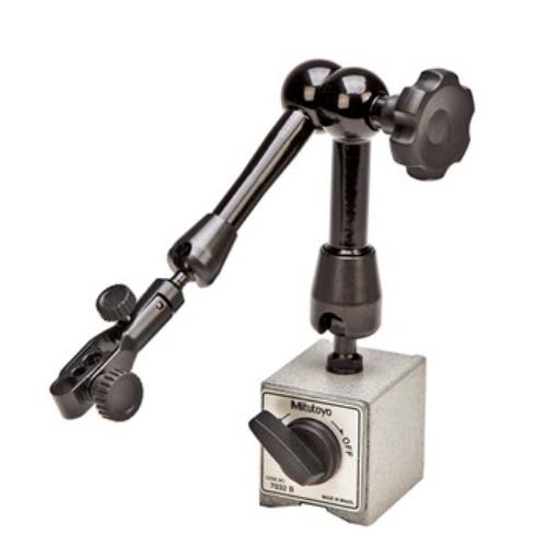 Mitutoyo Universal Magnetic Stand for precision measurement, securely holds dial indicators on steel surfaces.