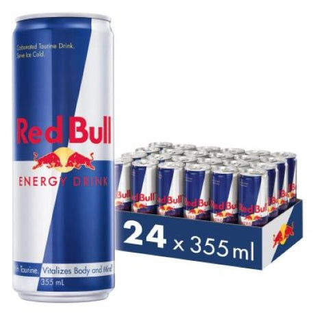 24-pack of Red Bull 355ml cans, perfect for boosting energy at work, school, or events. Ideal when chilled.