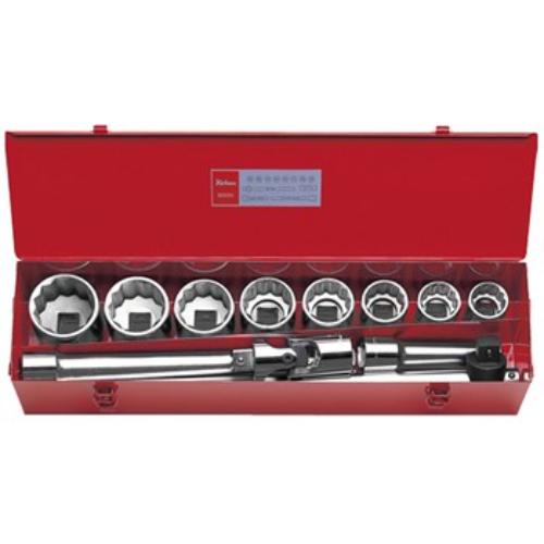 Koken 8200A 12-piece socket set in metal case, includes 12-point sockets from 1.7/16" to 2.1/2" for heavy-duty projects.