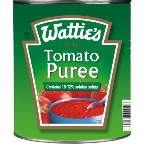 Wattie's 3KG Tomato Puree can, perfect for enhancing pasta sauces, soups, and curries with rich flavor and smooth texture.