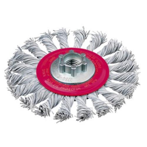 Jaz Wire Wheel High Speed Twist Knot, 115mm, designed for mini-grinders, featuring laminated wires for durability and efficiency.