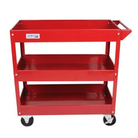 Wayco Tool Cart Trolley with 3 tiers, 150kg capacity, lockable wheels, and robust steel design for efficient tool transport.