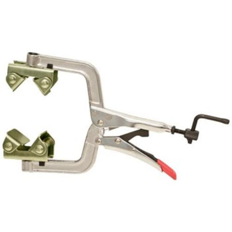 Strong Hand Pipe Plier with V Pads, designed for secure clamping of round/square tubes in butt-welding projects.