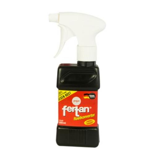 Fertan Rust Converter spray and brush kit for effective rust removal and prevention on metal surfaces.