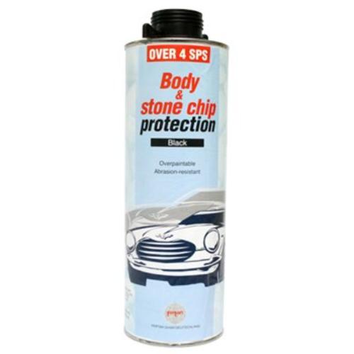 Fertan Stone Chip Protection Black 1L bottle designed to safeguard vehicles from chips, rust, and pollutants, easily over-painted.