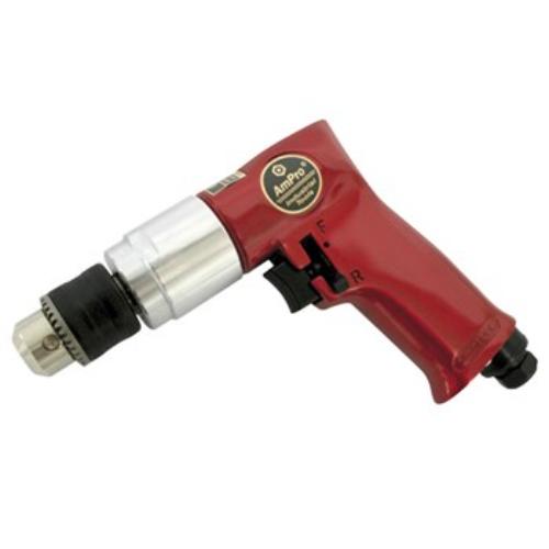 AmPro Reversible Air Drill 3/8" with durable gears, variable speed trigger, and powerful 1800 RPM efficiency for diverse tasks.