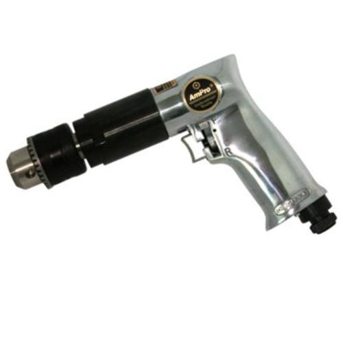 AmPro Heavy Duty Reversible Air Drill with 1/2" capacity and 800 RPM, ideal for versatile drilling in metal, wood, and plastic.