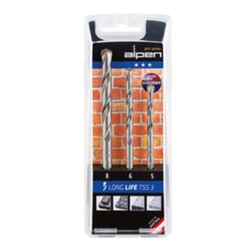 Alpen Series 700 Set  Long Life Concrete TSS3 3 pcs., Ĺ 5.0| 6.0| 8.0mm in Plas