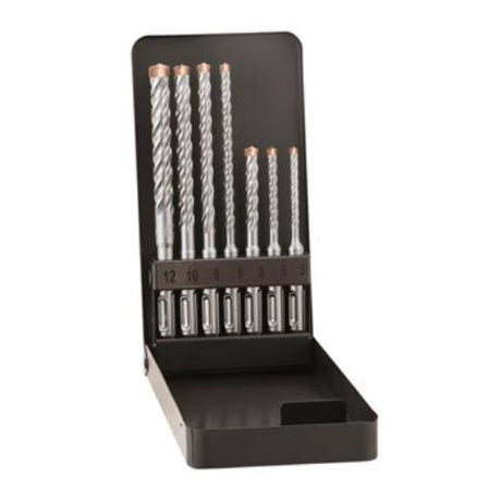 Alpen Series 805 Force X SDS-Plus Masonry Drill Set: 7 durable drill bits for efficient, vibrationless drilling in concrete.