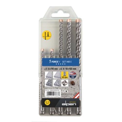 Alpen Series 805 Force X SDS-Plus Masonary Drill Set MB5 5pce